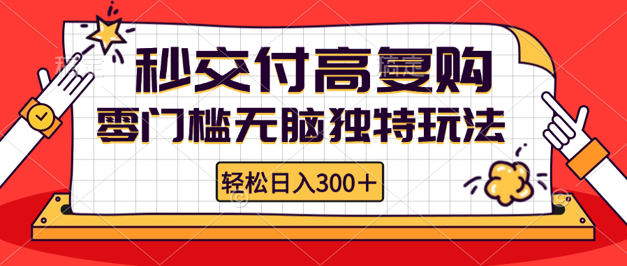 零门槛玩法 日入300+ 复购率高 矩阵无限 轻松赚钱