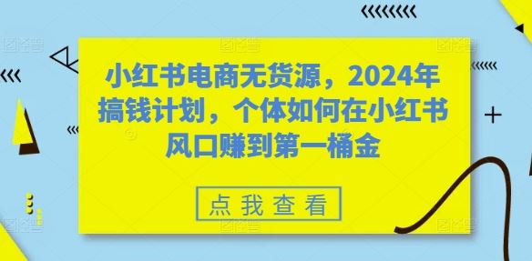 2024小红书电商新风口 个体掘金攻略 轻松赚首桶金-九零创业网