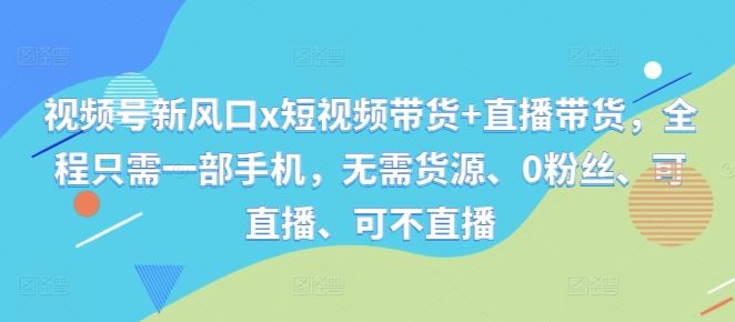 手机一触即发 无货源带货新潮流 直播可选 粉丝零起点-九零创业网