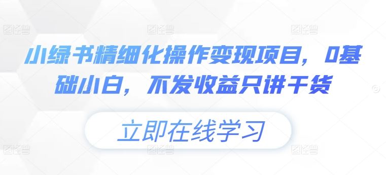 小绿书小白变现攻略 零基础实操指南-九零创业网