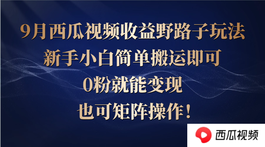西瓜视频收益新攻略 小白搬运 零粉也能轻松变现-九零创业网