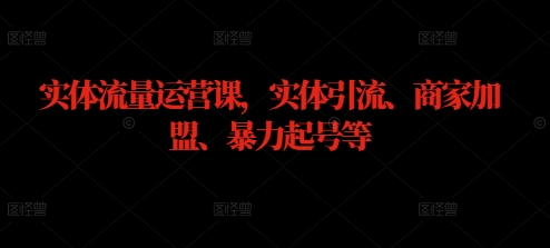 实体流量运营新攻略 引流秘籍 加盟共赢 快速起号-九零创业网