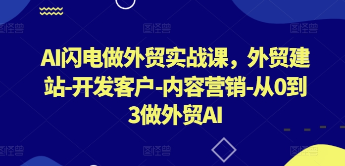 AI外贸实战课 闪电建站 客户开发 内容营销 AI外贸从0到3升级-九零创业网