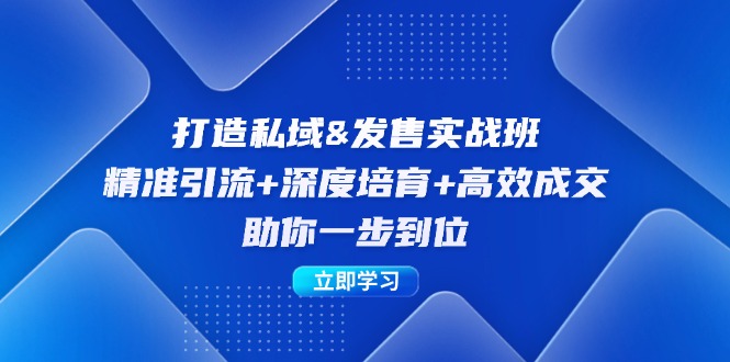 私域发售实操班 引流 培育 成交 一课到位