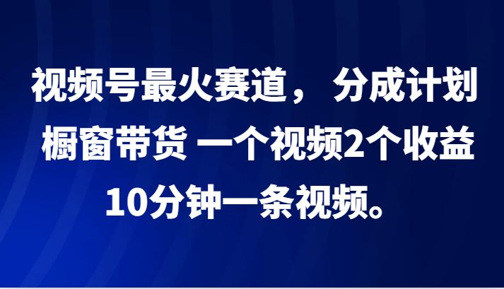 视频号爆款秘籍 双收益策略 10分钟打造橱窗带货王-九零创业网