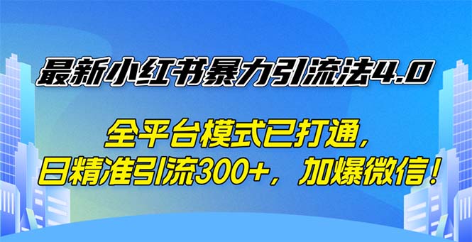 小红书暴力引流4.0全平台 日增300精准粉 微加爆满-九零创业网