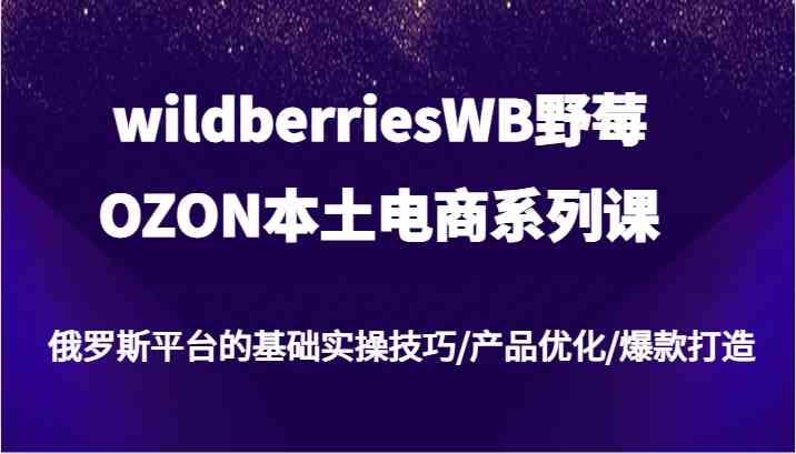 掌握Wildberries/OZON电商秘籍 打造爆款产品-九零创业网