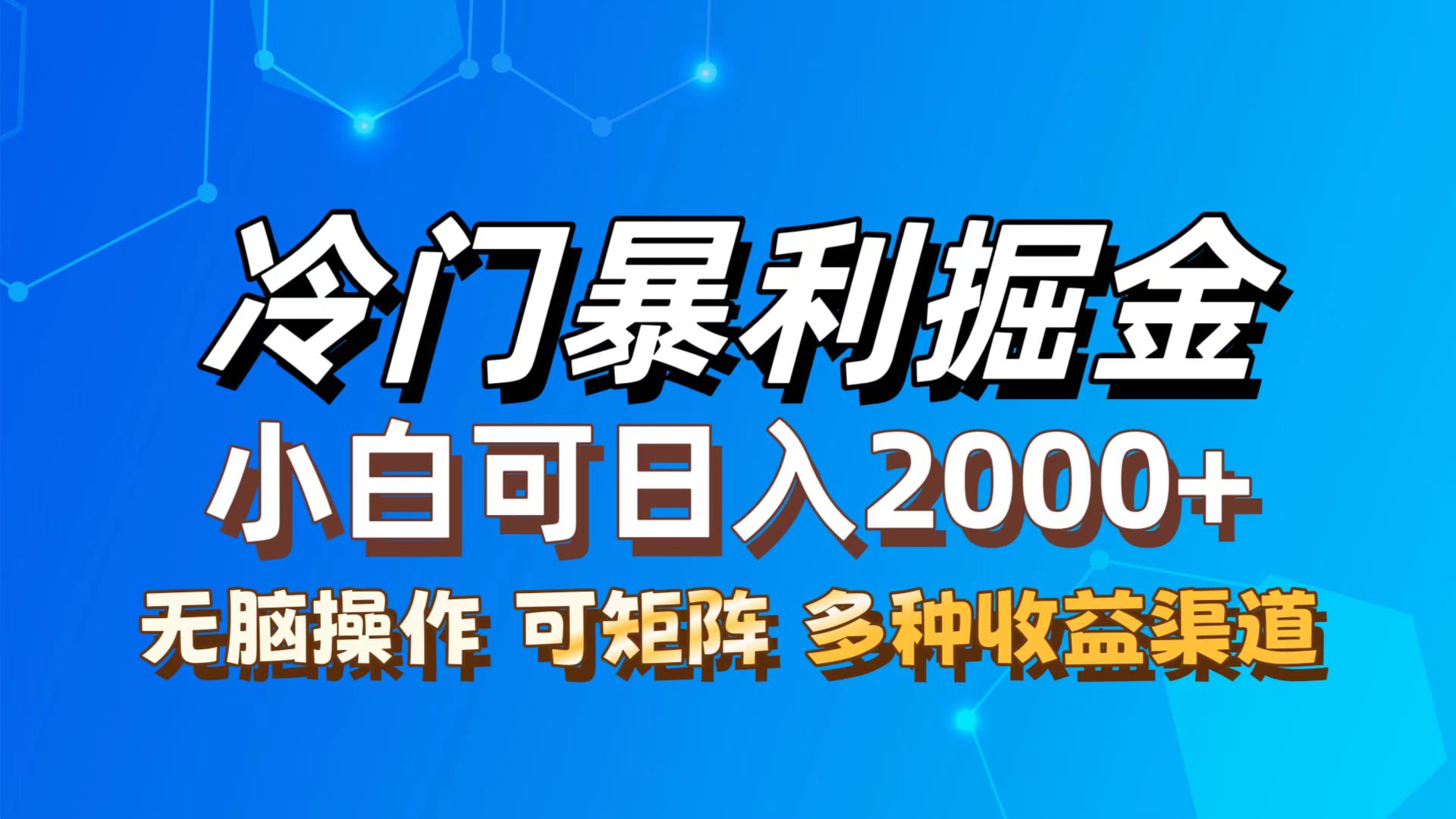 12440期冷门蓝海项目 小白轻松上手 多途径变现 日入十几元