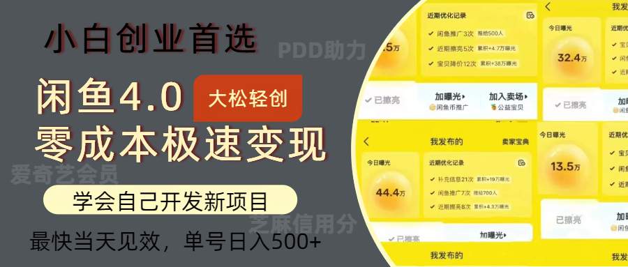 闲鱼12434期 0成本日入500+ 多变现技巧揭秘