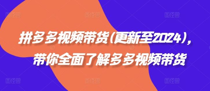 拼多多视频带货新风向 2024全面解析带货秘籍-九零创业网