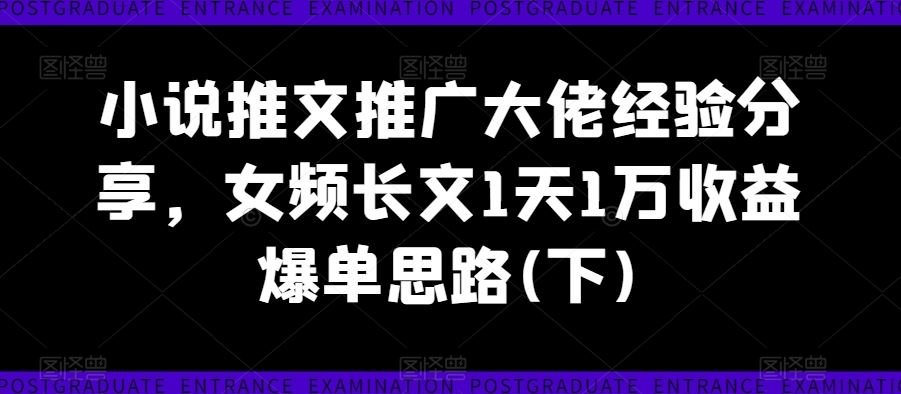 女频长文日入万元秘籍 爆单推广高招揭秘-九零创业网