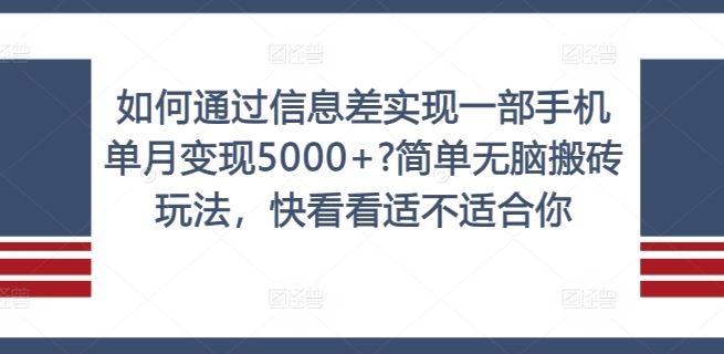 手机变现攻略 月入5000+ 信息差赚钱法揭秘-九零创业网