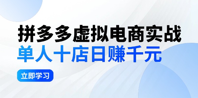拼多多虚拟电商独门秘籍 10店日赚千元 稳扎稳打赢未来-九零创业网
