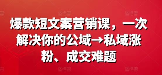 爆款文案课 一招解锁涨粉成交-九零创业网