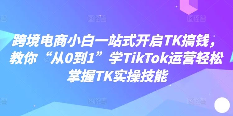 TikTok小白速成指南 从0到1学TK运营 轻松搞钱-九零创业网