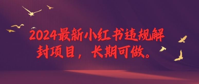 2024小红书解封秘籍 退休级长期项目揭秘-九零创业网