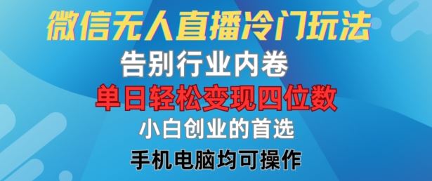 微信冷门无人直播新法 小白轻松日入四千-九零创业网