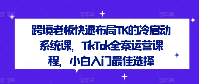 跨境老板速学TK全案运营 小白入门必备课程