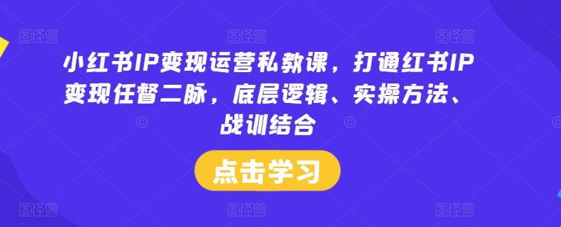解锁红书IP变现核心 实操战训一课通-九零创业网