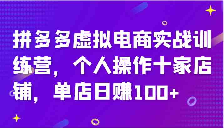 拼多多实战营 十店日赚百元 电商新秀速成记-九零创业网