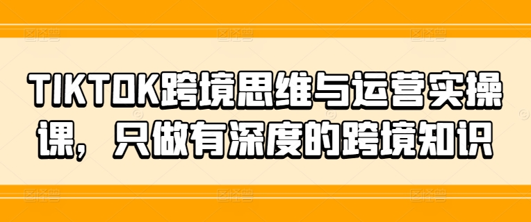 深度解码TIKTOK跨境 实操课揭秘高效运营秘诀