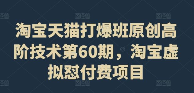 淘宝天猫爆款秘籍 第60期虚拟怼付费项目 揭秘高阶技术-九零创业网