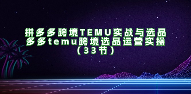 拼多多TEMU跨境选品攻略 实战33节精选技巧