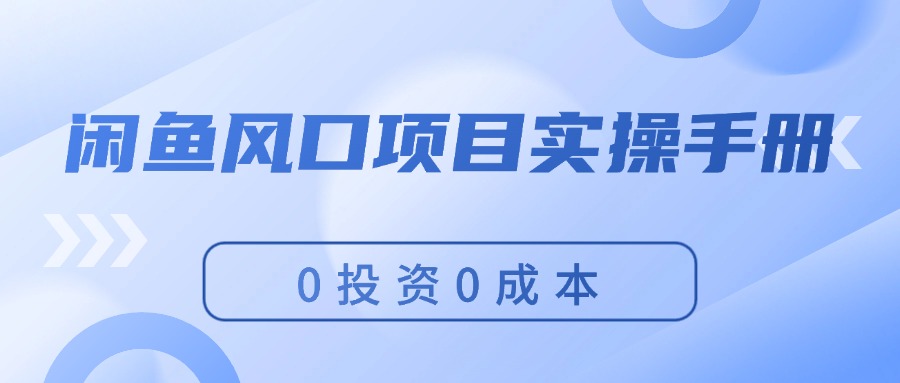 闲鱼风口项目手册 新手月入过万 0成本实操指南-九零创业网