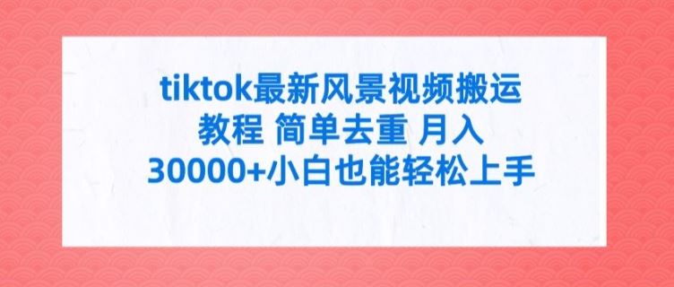 TikTok风景视频搬运去重技巧 月入3W+小白速成