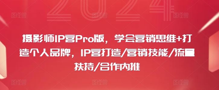 摄影师IP营Pro版 营销赋能 个人品牌崛起-九零创业网