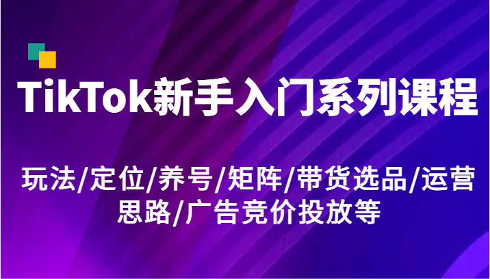 TikTok新手必看 玩法攻略+养号矩阵 带货选品运营全解析