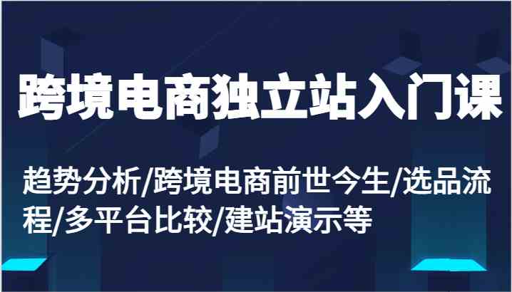 跨境电商独立站入门攻略 趋势解析+选品技巧+平台对比+建站演示-九零创业网