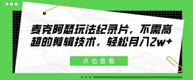 麦克阿瑟纪录片轻松月入攻略揭秘
