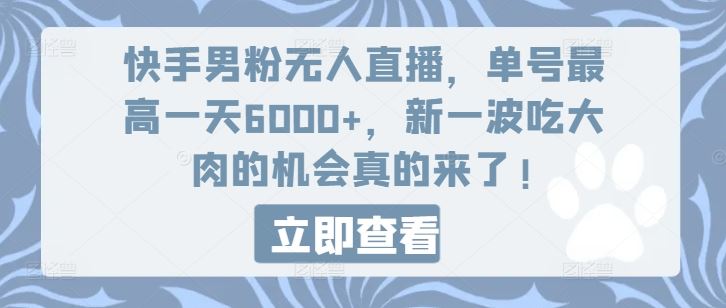 快手男粉直播新风口 单日收益6000+ 财富机遇再现-九零创业网