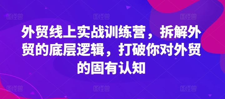 外贸实战训练营 解锁外贸核心 重塑认知新视角