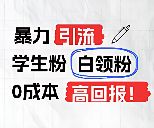 零成本逆袭 暴力引流新潮流 白领学生粉 高回报玩法革新-九零创业网