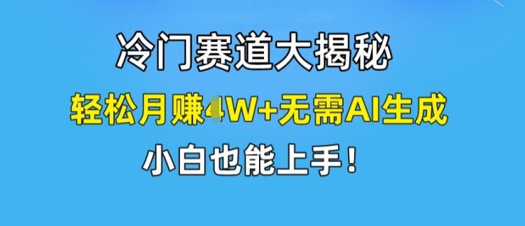 揭秘冷门赛道 月入过万轻松学