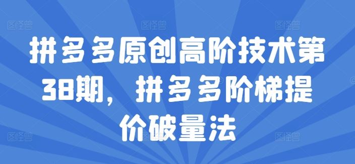 拼多多第38期 阶梯提价破量 技术革新新策略-九零创业网