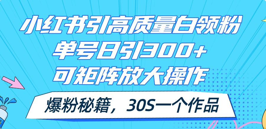小红书爆粉秘籍 单号日增300+白领粉 30秒作品轻松放大-九零创业网