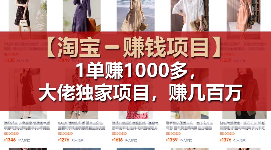 独家淘宝项目 一单暴赚千余 年入百万不是梦