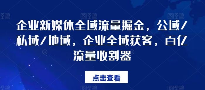 全域流量攻略 公私域联动 百亿获客引擎启动-九零创业网