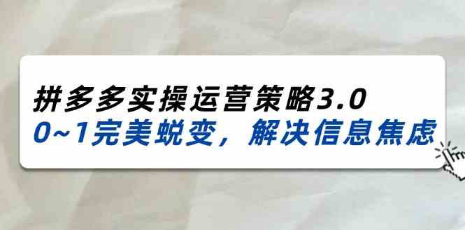 2024 2025拼多多运营策略3.0 零焦虑蜕变 实操38招全解析-九零创业网