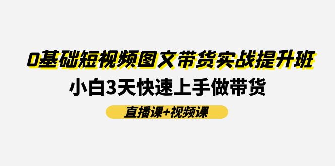 短视频带货小白速成营 3天直播+视频课 轻松上手带货