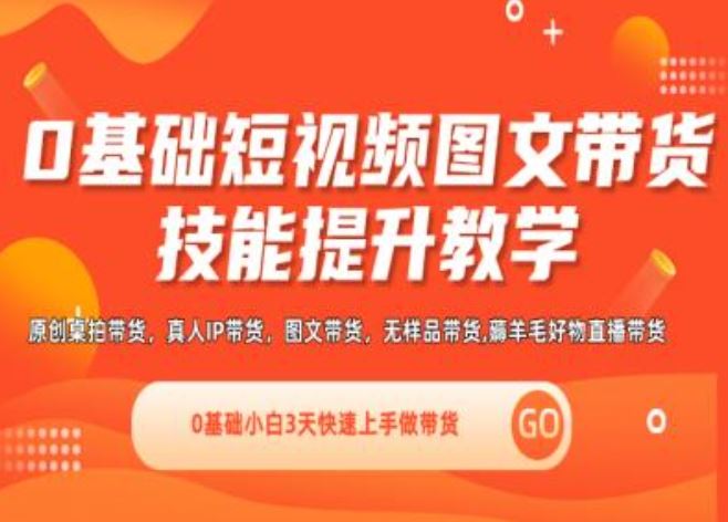 3天速成短视频带货达人 图文直播课+视频课 小白也能轻松上手-九零创业网