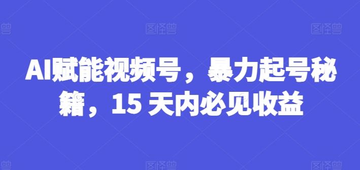 AI助力视频号快速起号 15天高效盈利攻略-九零创业网