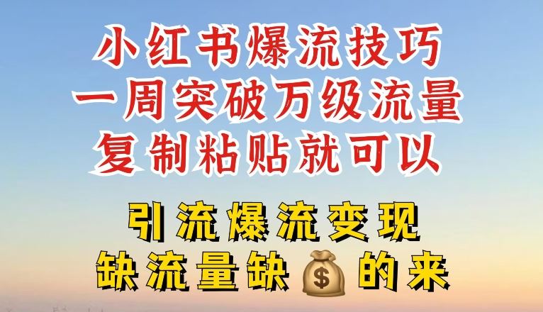 小红书流量秘籍 一周万级爆流 一键复制变现攻略-九零创业网