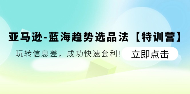 亚马逊蓝海特训营 信息差策略 快速套利秘籍-九零创业网
