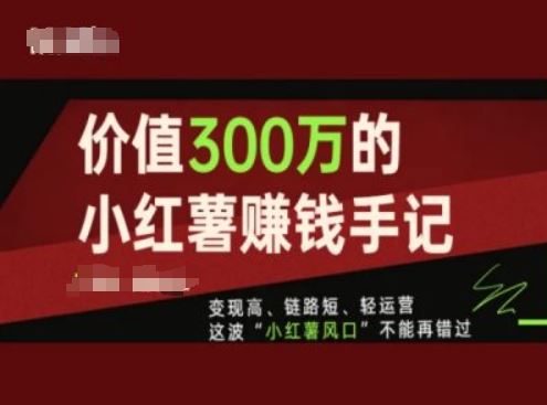 抓住 小红书 300万风口 轻运营变现快 别再错过