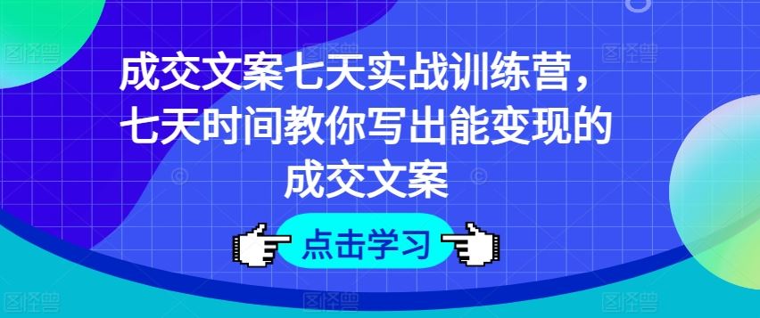 7天速成成交文案大师 打造高转化文案-九零创业网