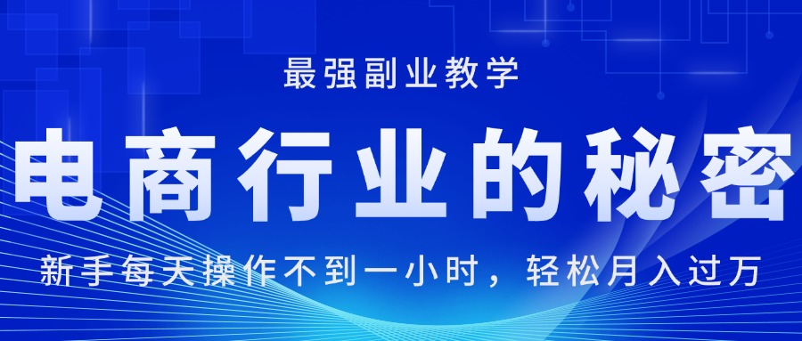 电商新手日操作一小时 轻松月入过万 揭秘最强副业之道